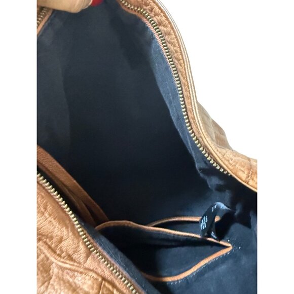 Brown Leather Hobo Shoulder Bag With Woven Detail & Adjustable Strap - Picture 10 of 11